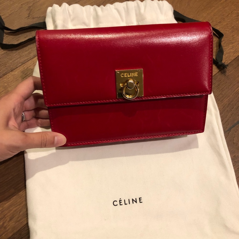 celine vintage 2-way purse red